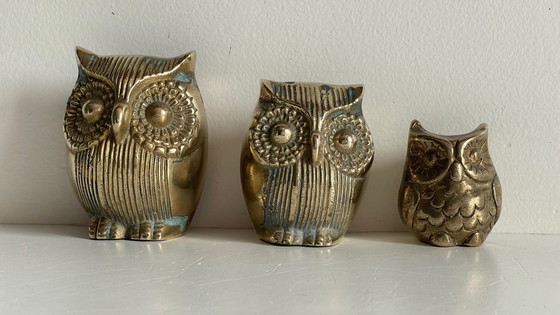 Image 1 of Famille HIBOUX Laiton et Bronze VINTAGE