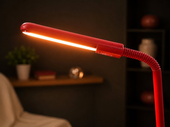 Image 1 of Vintage Manade Floor Lamp Design Ph. Michel – Made in France 1980s, Adjustable Red Lamp