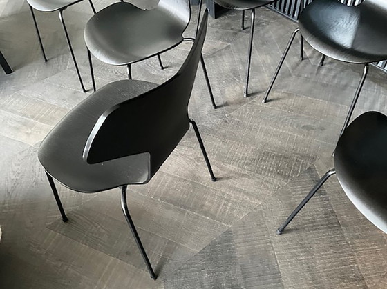 Image 1 of Suite di 6 sedie Fritz Hansen, modello Grand Prix, nero e cromo Frêne