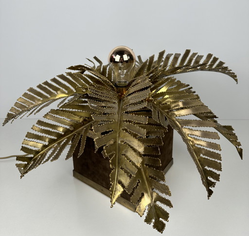 Vintage brass palm table lamp - Maison Jansen