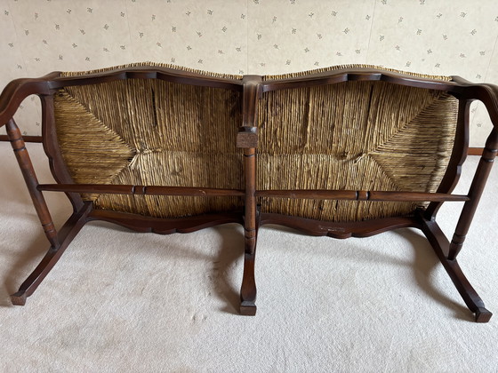 Image 1 of Divano in stile country francese con seduta in vimini