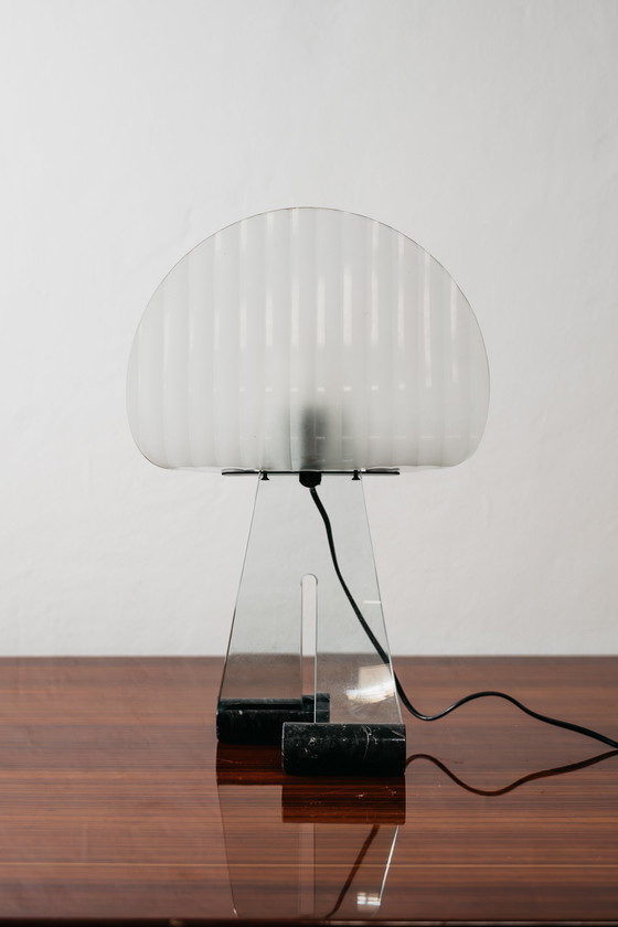 Image 1 of Table Lamp Silhouette Design Table Lamp Marble & Glass 1980's Postmodern