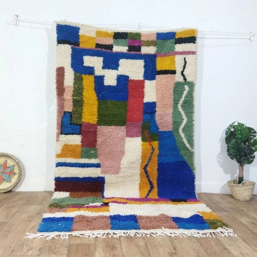 Tappeto Azilal in lana colorato – Lana naturale tessuta a mano (256×146 cm)
