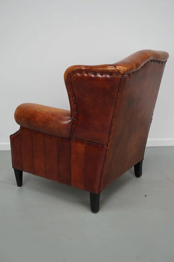 Image 1 of Vintage Nederlandse clubfauteuil in cognackleurig leer