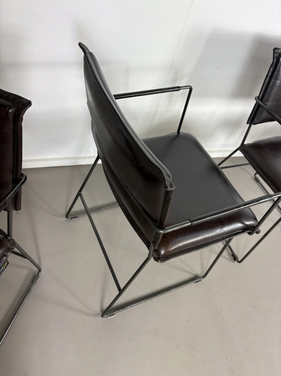 4 NovaStyl Collection Brown Leather Dining Chairs – Metal (photo 8 of 15)