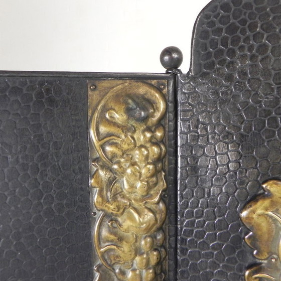 Image 1 of Stalen Art Deco kamerscherm met messing details, jaren 30
