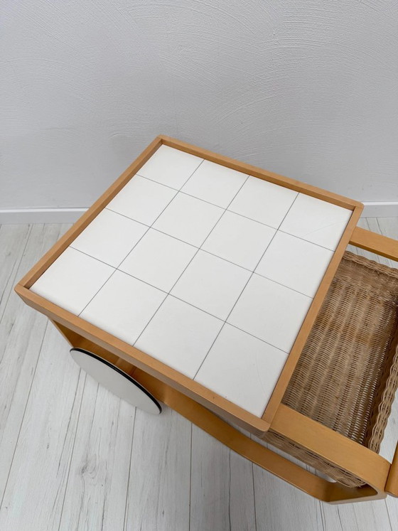 Vintage Alvar Aalto Model 900 Tea Serving Trolley for Artek Finland, Bar carts, Wood, Beige (photo 5 of 9)