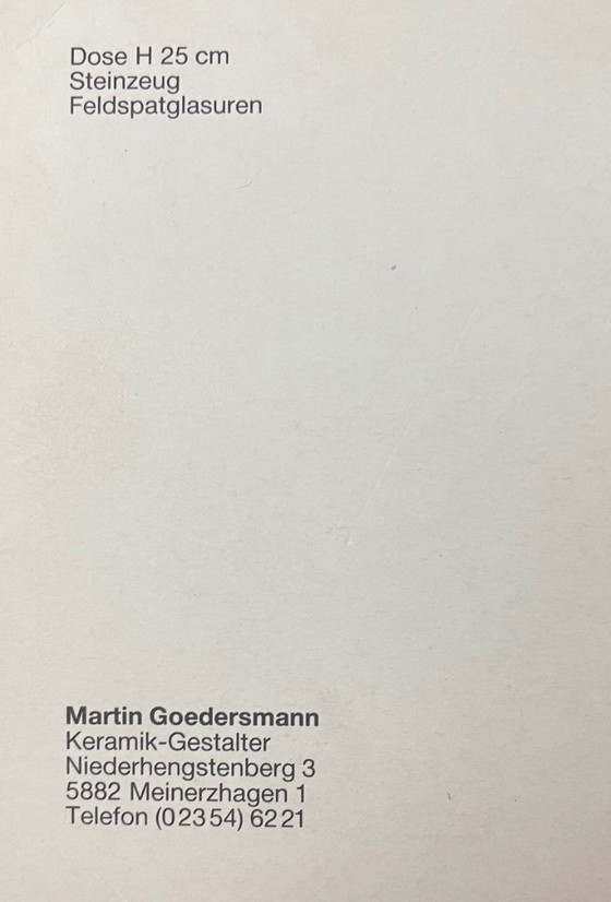 Image 1 of Vaso con coperchio, gres, Martin Goedersmann