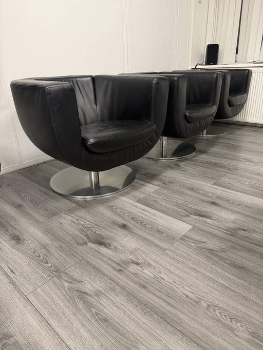 3x B&B Italia Draaifauteuil zwart leer