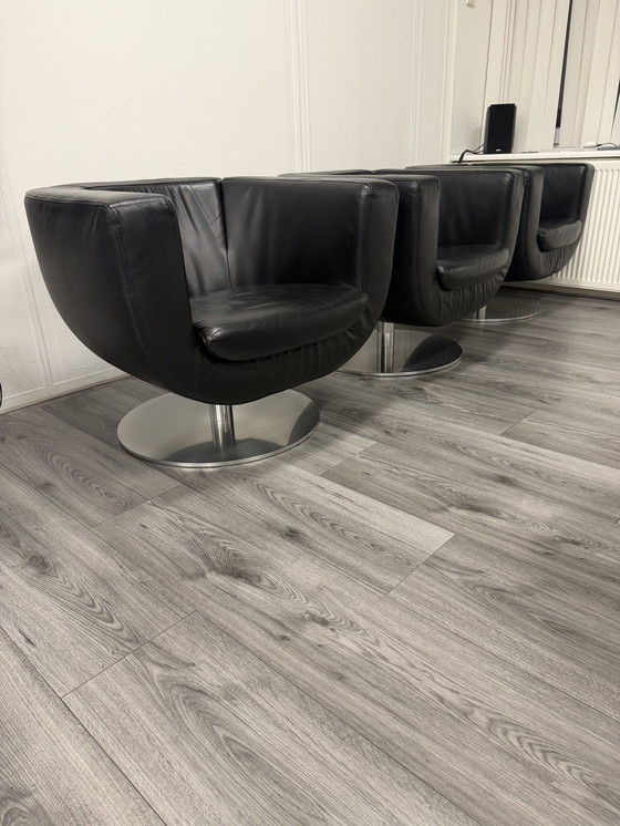 Image 1 of 3x B&B Italia Draaifauteuil zwart leer