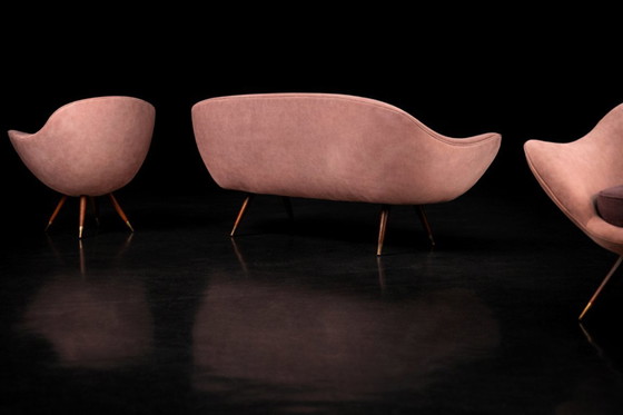 Image 1 of Vintage Mid-Century Space Age Velours Loungeset van Paged, 1972, set van 3