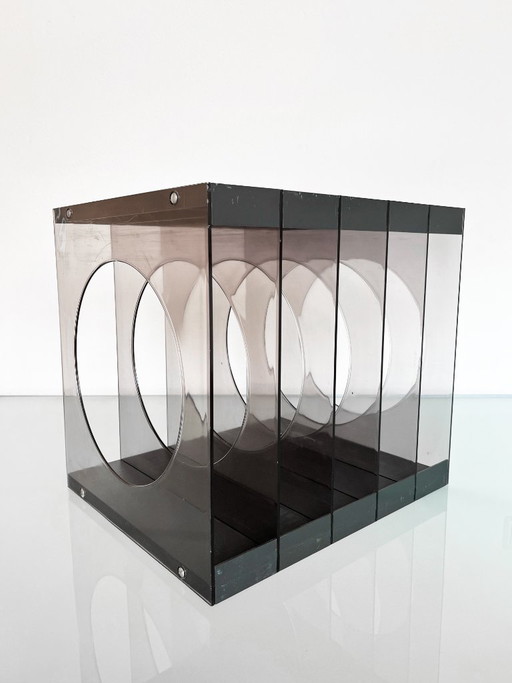 Boîtier de disque vinyle vintage en plexiglas, style Space Age