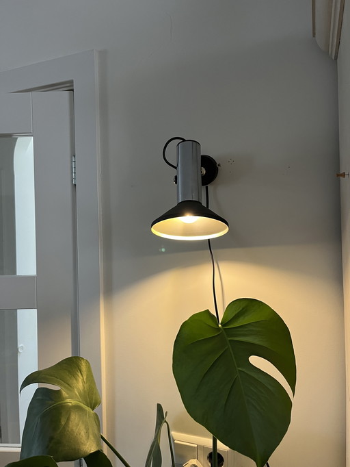 Vintage wall lamp - chrome black - design - 70s/80s