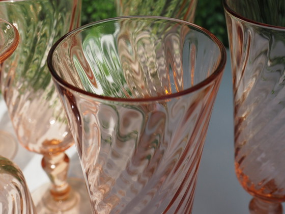 Vintage Arcoroc / Luminarc Rosaline Pink Swirl Champagneglazen – Set van 8 (Frankrijk) – Glazen & Karaffen (photo 5 of 15)