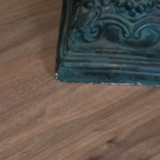Image 1 of Antieke keramische zuil met bronzen patina