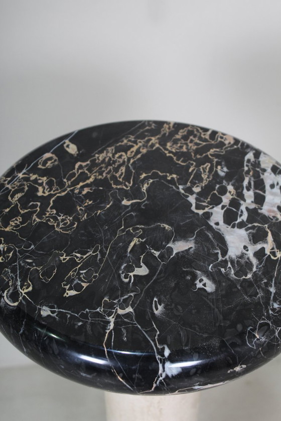 Image 1 of Colonne à plantes en travertin vintage et marbre