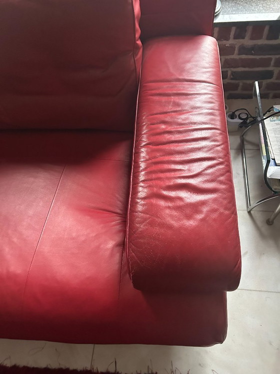 Rolf Benz 6500 Tweezitsbank Rood Leer – 2 zitsbanken, rvs (photo 11 of 22)