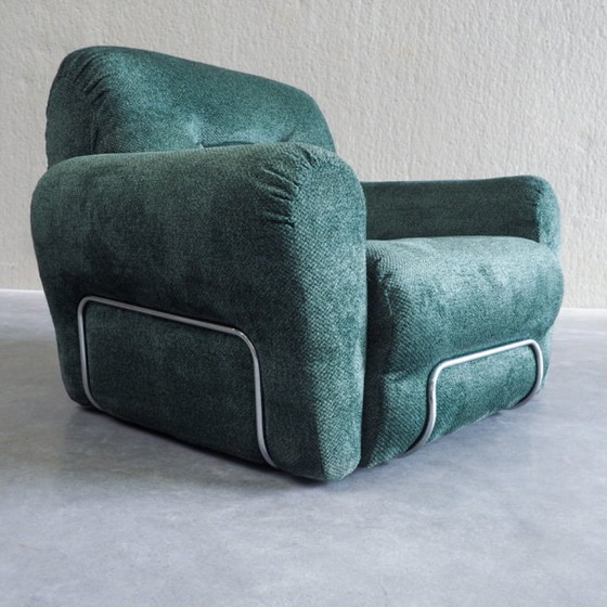 Italiaanse Mid-Century Modern Fauteuil – Textile, Chrome (photo 15 of 17)