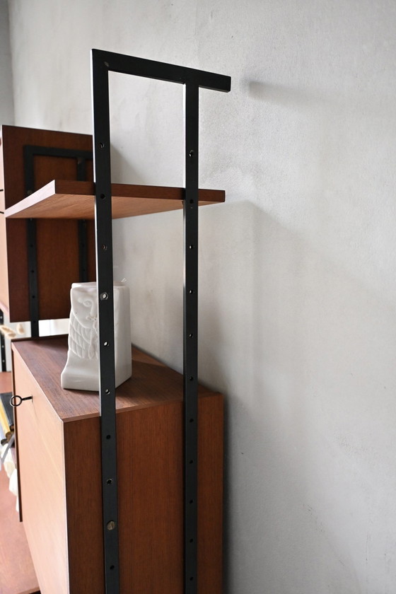 Wandsysteem Modulair Van Omnia Hilker Jaren 60 Vintage – Wandkast, Wood, Metal (photo 7 of 15)
