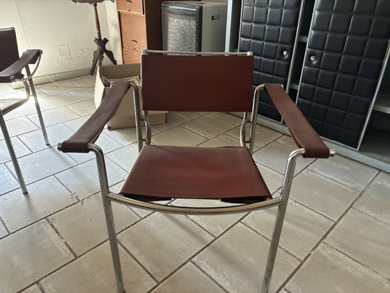 Paire de Fauteuils Alias ​​Spaghetti 109 – Giandomenico Belotti – Vintage – Leather, Metal (photo 4 of 5)