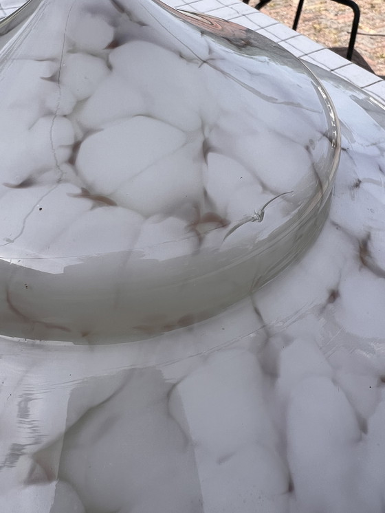 Image 1 of Lampada a sospensione in stile Art Déco in marmo bianco grigio