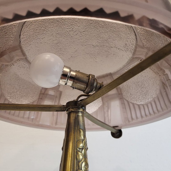 Image 1 of Table lamp, bronze and bent glass, Muller Frères, Art Deco, 30's – Luneville, France