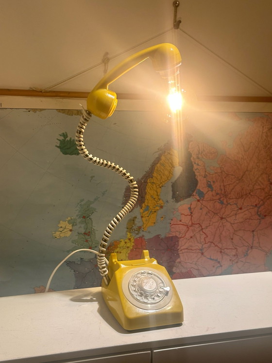 Lampe Téléphone Vintage Jaune – Métal, Plastique (photo 5 of 10)