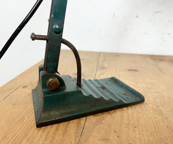 Image 1 of Vintage Green Enamel Bank Lamp, 1950s