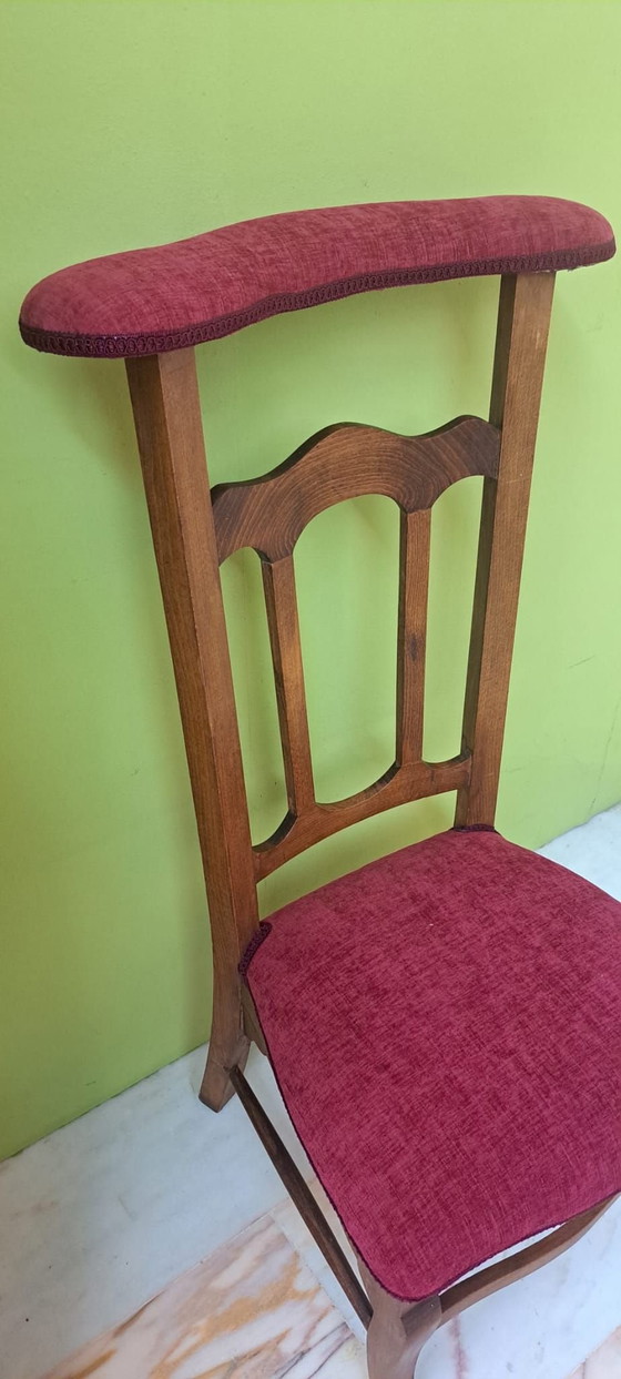 Antiker Prie-dieu, Stühle und Loungesessel, Stoff, Holz, Braun (Foto 4 von 9)