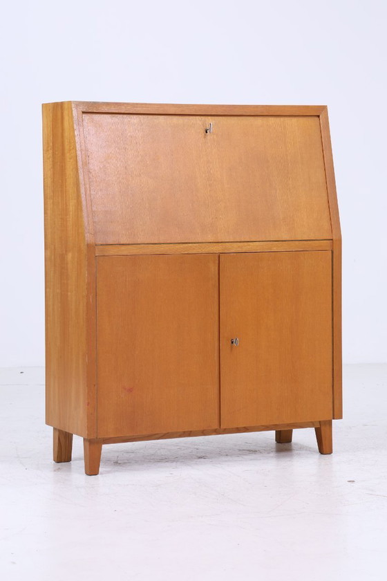 Image 1 of Vintage Musterring segretario in frassino | Mid Century desk cabinet work desk retro wood storage 50s #07-01