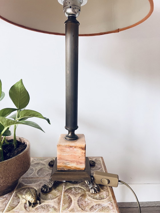 Image 1 of Table lamp with marble and brass base