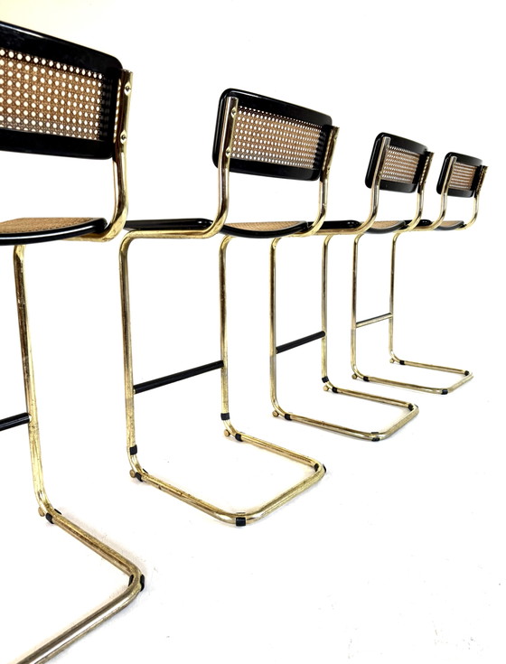 Image 1 of 4x vintage Ceca bar stool, Marcel Breuer style ‘80