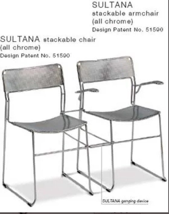 Image 1 of Juego de 3 sillas apilables cromadas "Sultana" de Arrben International, ca 80s