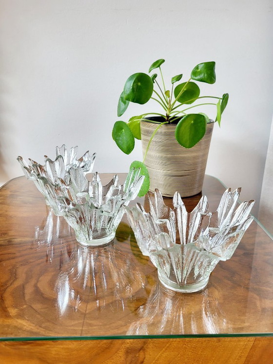 Image 1 of Glasschalen, 3er-Set, Modell Nordlicht oder Revontulet, Tauno Wirkkala, Finnland