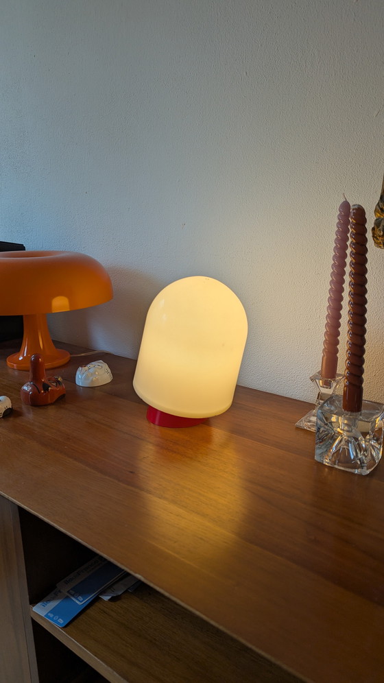 Image 1 of Table Lamp 1970s Red Plastic Mid-Century Minimalist