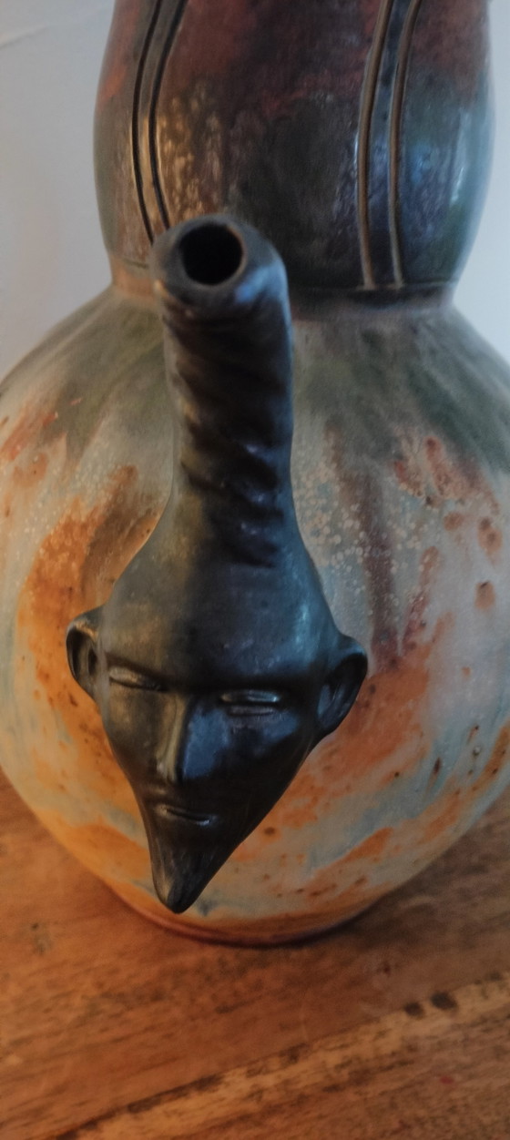 Image 1 of Céramique belge Pierre Biron décorée d'un bec verseur en forme d'Arlequin