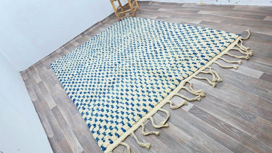 White and Blue Berber Rug, Handmade Wool, 200/260 – Rugs & carpets (photo 5 of 8)