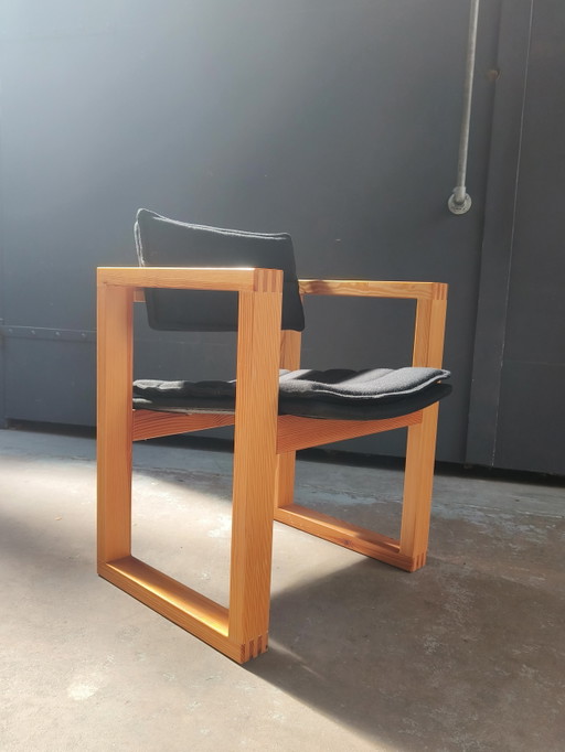 4 chaises design hollandaises Ate van Apeldoorn Hattem design vintage années 70 – eetkamerstoelen, Textile, Wood