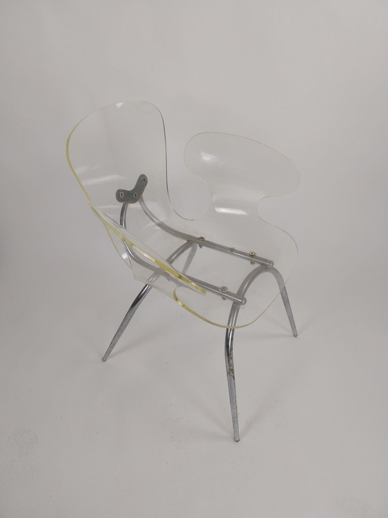1x 1970s transparent perspex armchair with chrome base – Plexiglass (photo 2 of 7)