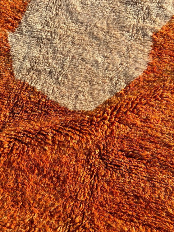 Image 1 of Moroccan Mrirt Rug Handmade Wool 200x300 cm – Modern Berber Rug – Cream Orange Yellow Area Rug – Contemporary Deco