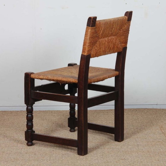 Image 1 of Chaise paillée en bois massif, travail français, 1940