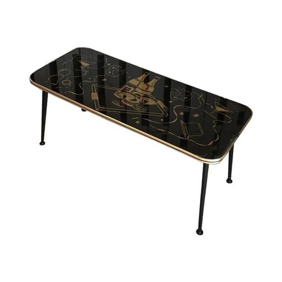 Jaren 50 Vintage Atomic Stijl Salontafel – Koffietafelboeken, Hout, Glas (photo 7 of 7)
