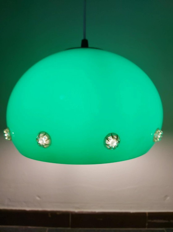 Image 1 of Lampada a sospensione verde in stile Space Age, lampada a forma di UFO, anni '70