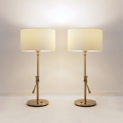 Par de lámparas de mesa de acero cepillado con inclinación ajustable - Reino Unido