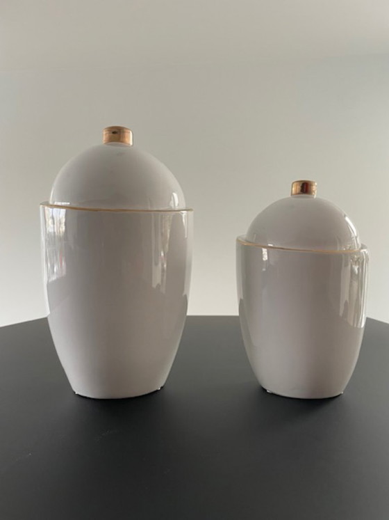 Image 1 of Set di 2 vasi in ceramica bianca 'Saturn' – Hush Living