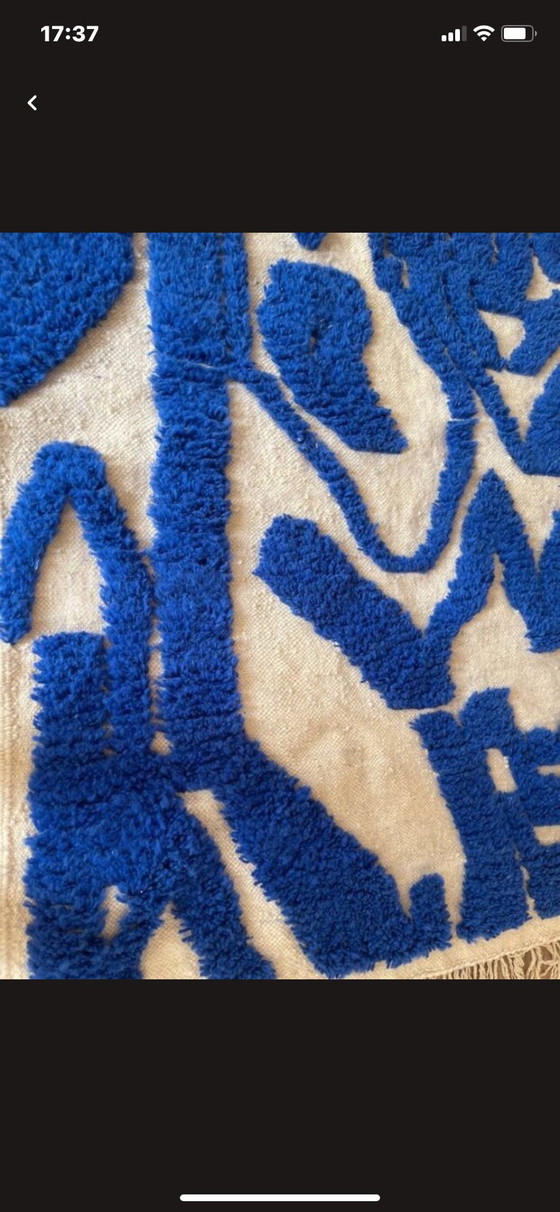 Tappeto blu in lana con motivo decorato 150/250cm – Tappeti (photo 7 of 7)