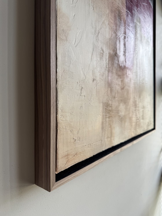 Uniek Abstract Textuurschilderij 60x80 cm (Incl. Walnoot Baklijst) – Wanddecoratie, Canvas, Wood (photo 3 of 5)