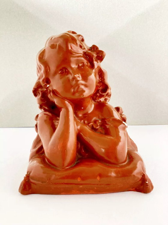 Image 1 of Busto in gesso di un bambino pensieroso