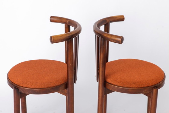 Image 1 of 5 Bentwood Chairs 1950s, Vintage Beech Wood Chairs, Mid Century Dining Chairs, Rust Upholstered Seats