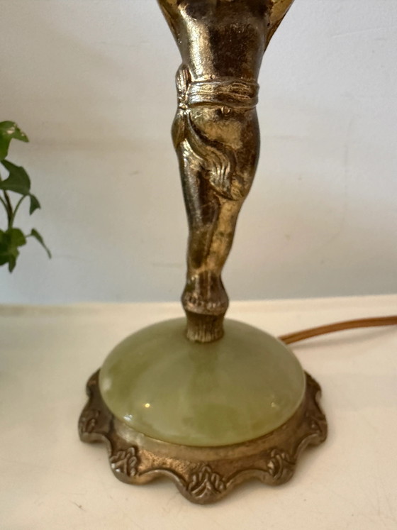 Messing Tischlampe mit Onyx-Sockel – Tischlampen, Metal, Hollywood Regency (photo 2 of 6)